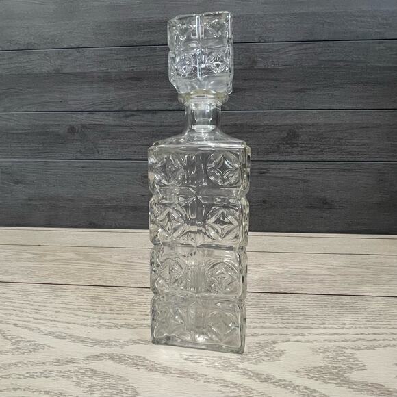 Vintage 1961 Seagrams Calvert Whiskey Square Glass Decanter with Stopper D-126 - Picture 4 of 16